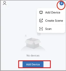 App screen for adding a new device, with the “Add Device” button highlighted