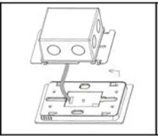 Top view of the wall box connected by cable to the base plate